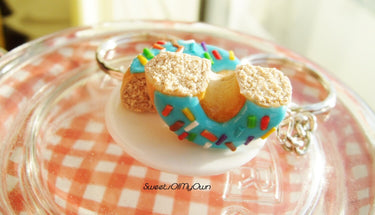 Turquoise Blue Donut with Rainbow Sprinkles x2 Halves - BFF Set